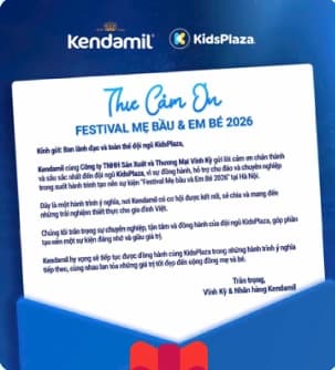 Thư cảm ơn của nhãn hàng Kendamil gửi Ban Tổ chức Festival KidsPlaza