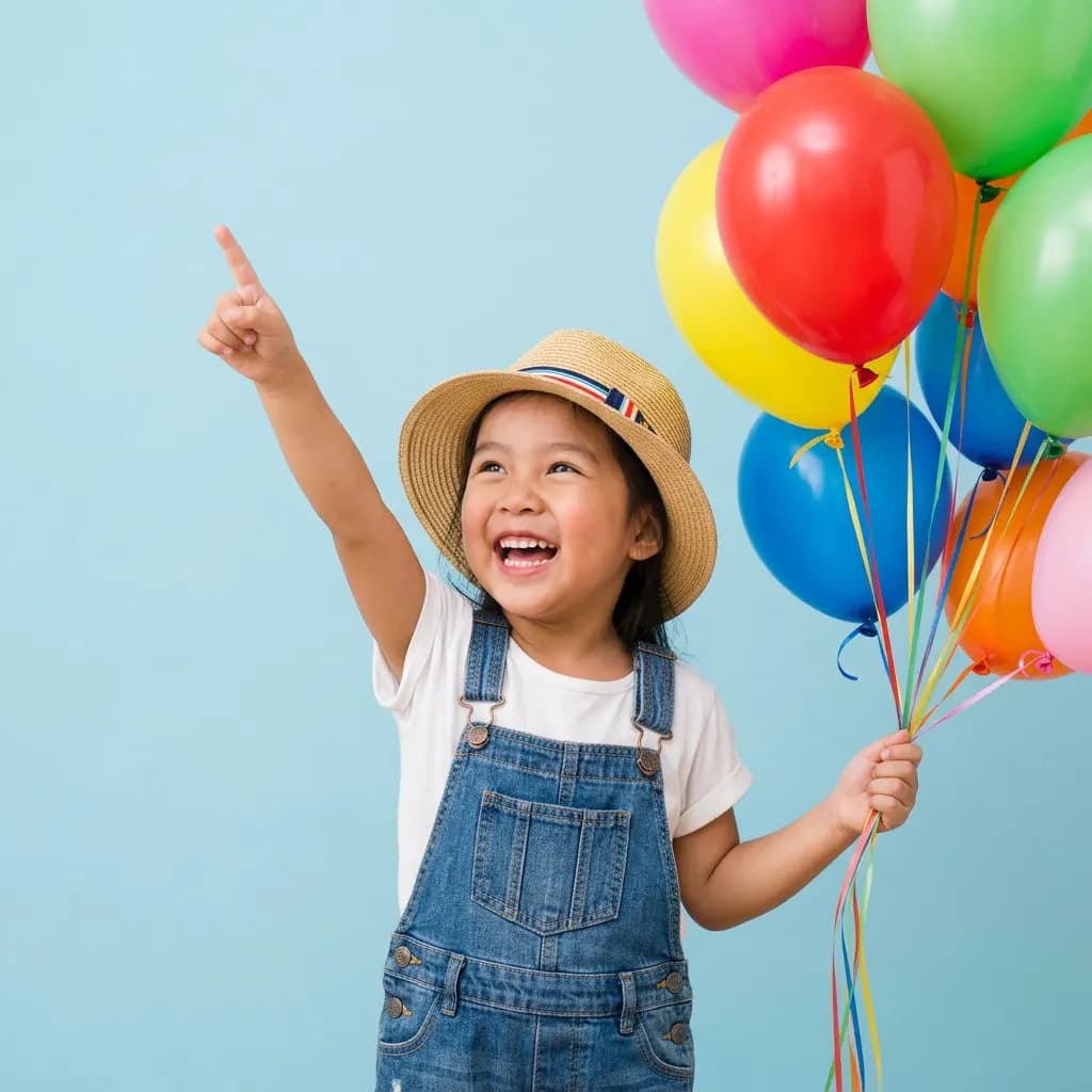 Bé gái cầm bóng bay tại KidsPlaza Festival